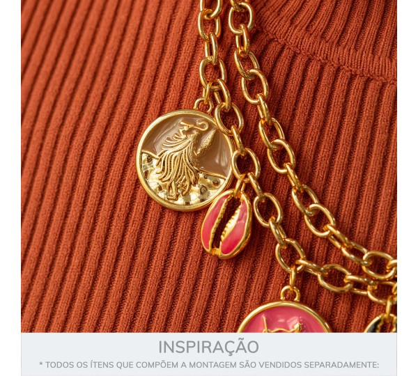 Pingente Omolú Ouro com Marrom 26mm