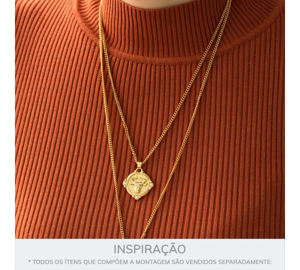 Pingente Signo Touro Ouro com Cristal 26mm