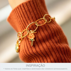 Pingente Rosa Ouro com Laranja 20mm