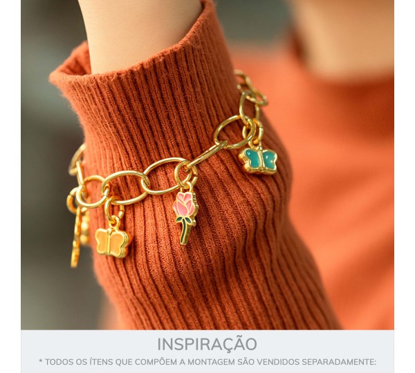 Pingente Rosa Ouro com Pink 20mm