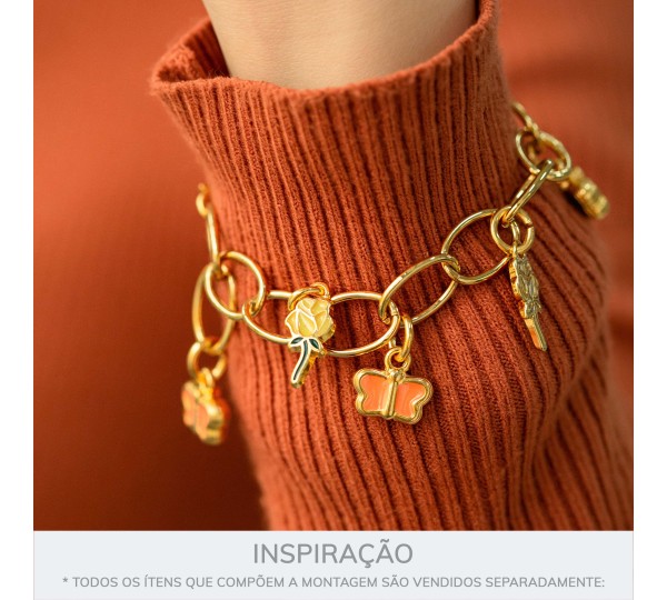 Pingente Rosa Ouro com Amarelo 20mm