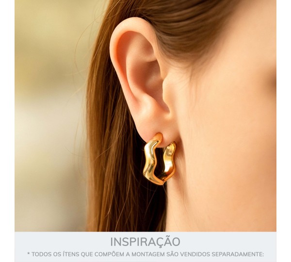 Brinco de Argola Ondulada Ouro 14mm