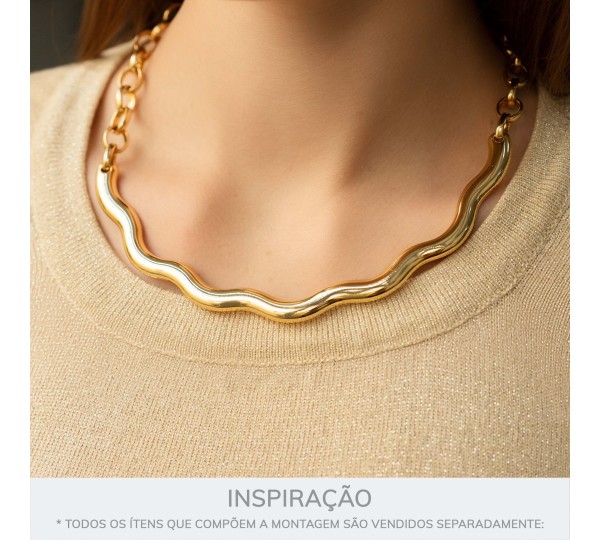 Base para Colar Ondulada Ouro 139mm