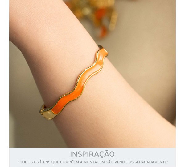 Pulseira Onda Ouro com Laranja 68mm