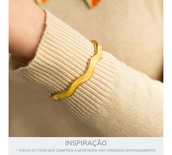 Pulseira Onda Ouro com Amarelo 68mm