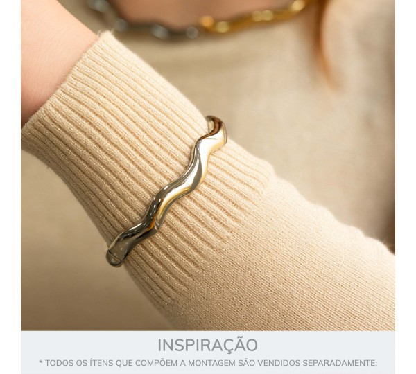Pulseira Ondulada Níquel 68mm