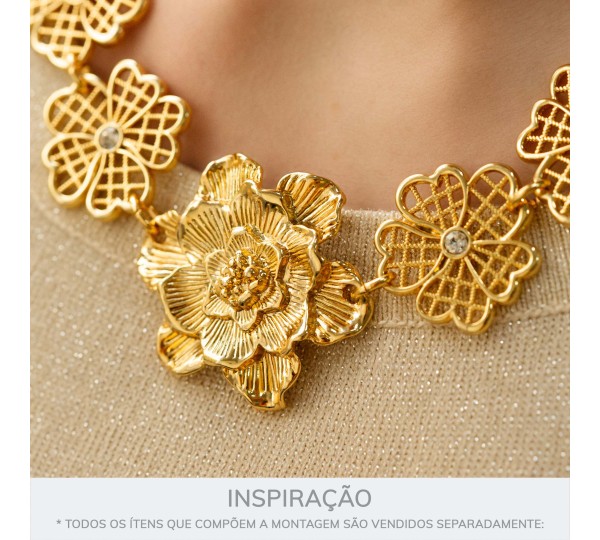 Pingente Flor com duas saídas Ouro 48mm