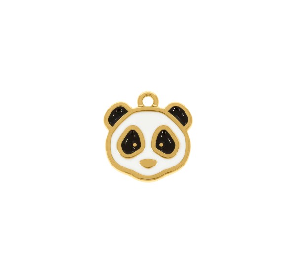 Pingente Panda Ouro com Resina 17mm