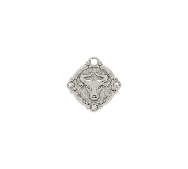Pingente Signo Touro Níquel com Cristal 26mm