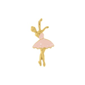 Pingente Bailarina Ouro com Rosa 43mm