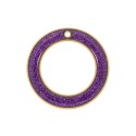 Pingente Argola Ouro com Glitter Violeta 48mm