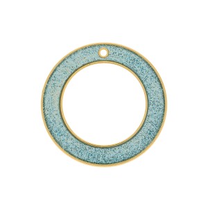 Pingente Argola Ouro com Glitter Azul 48mm