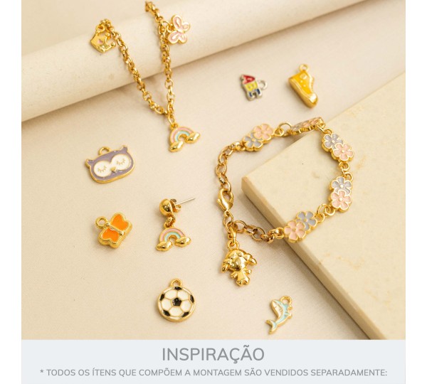 Conjunto Pingentes Mundo Encantado Ouro 11mm