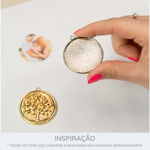 Pingente Árvore da Vida Níquel com Preto 42mm
