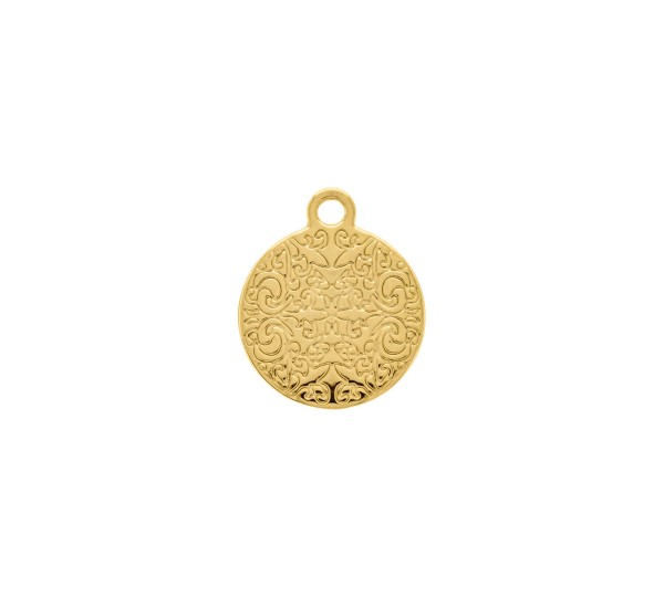 Pingente Olho Grego Ouro com Resina Pink 20mm