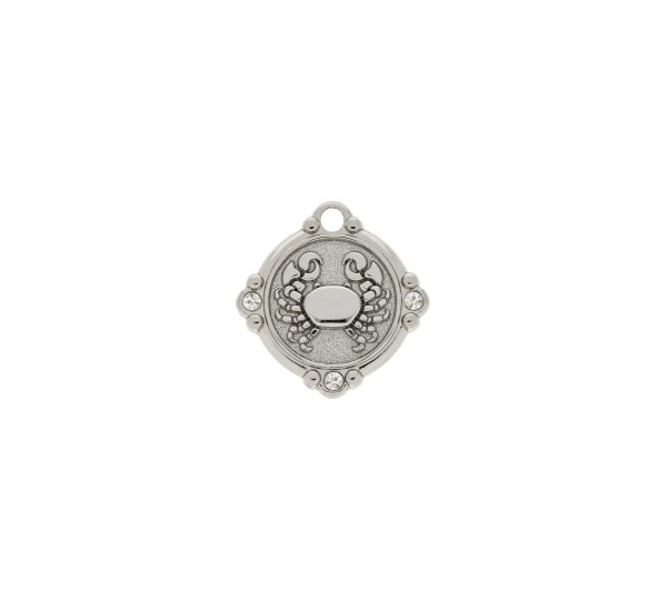 Pingente Signo Câncer Níquel com Cristal 26mm