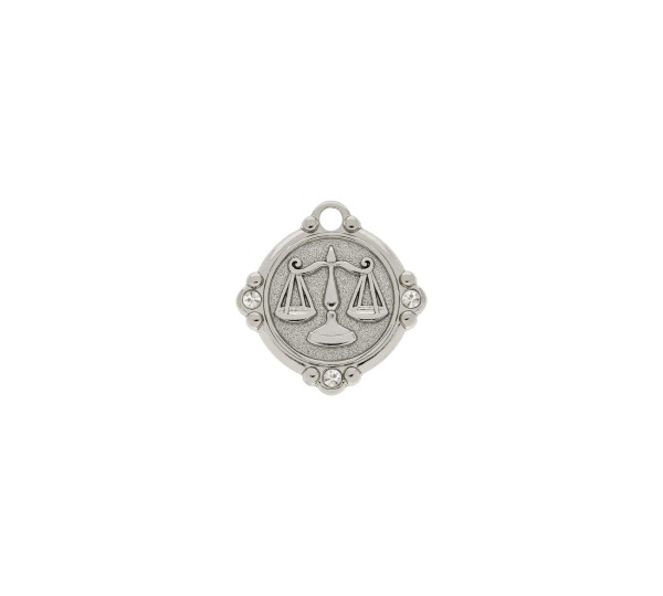 Pingente Signo Libra Níquel com Cristal 26mm