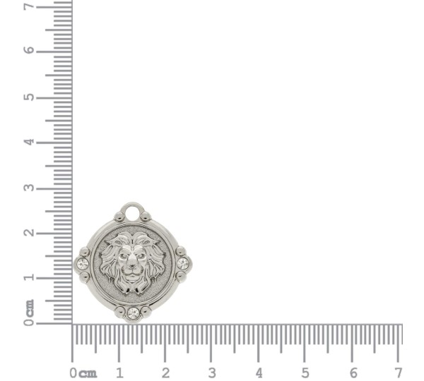 Pingente Signo Leão Níquel com Cristal 26mm