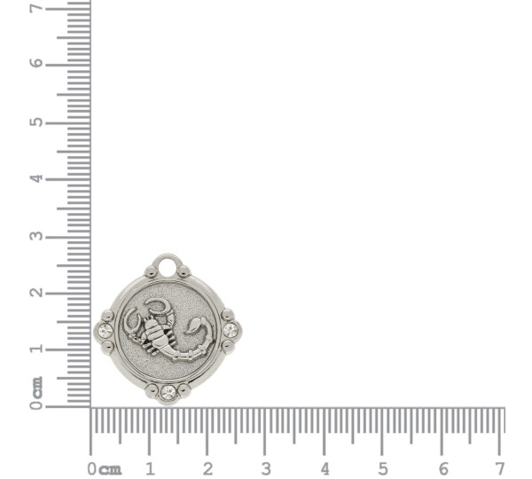 Pingente Signo Escorpião Níquel com Cristal 26mm