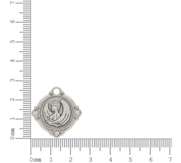 Pingente Signo Virgem Níquel com Cristal 26mm