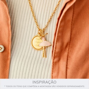 Pingente Bailarina Ouro com Rosa 43mm