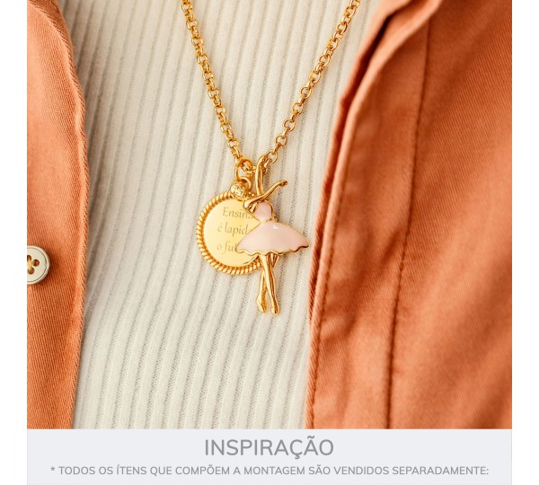 Pingente Bailarina Ouro com Rosa 43mm