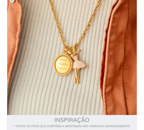 Pingente Ensinar é Lapidar Ouro 27mm