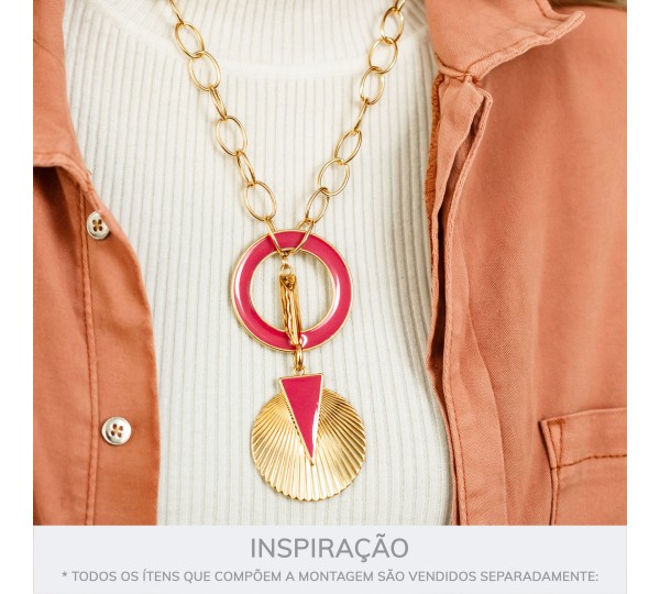 Pingente Argola Ouro com Pink 48mm