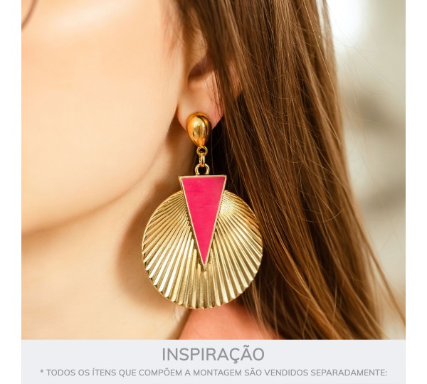 Pingente Texturizado Ouro com Pink 48mm