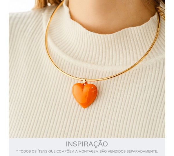 Pingente Coração Laranja 32mm
