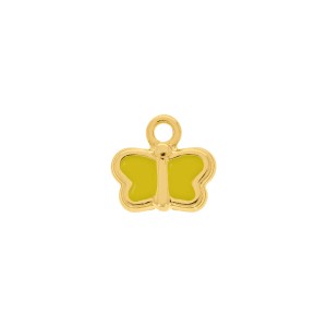 Pingente Borboleta Ouro com Amarelo 13mm