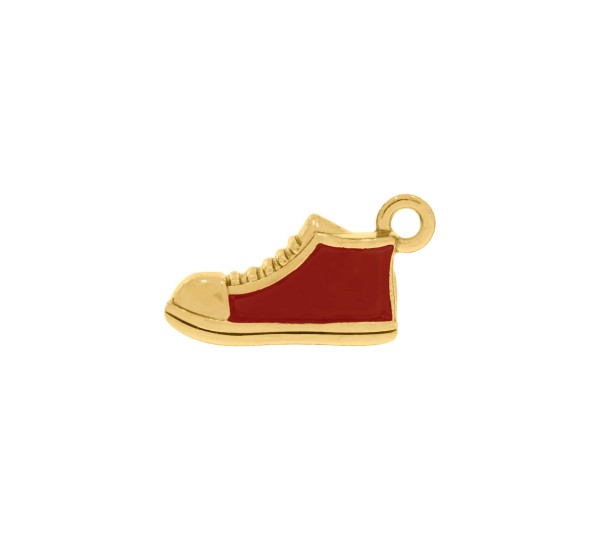 Pingente Tênis Ouro com Vermelho 16mm