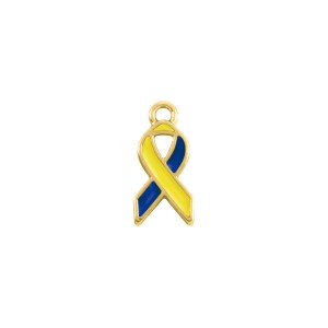 Pingente Laço Ouro com Amarelo e Azul 17mm