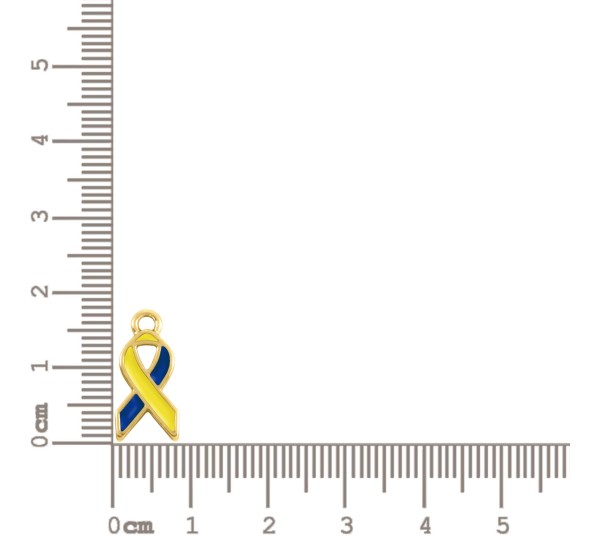 Pingente Laço Ouro com Amarelo e Azul 17mm