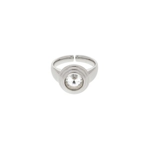 Anel Glam Níquel com Rivoli Cristal Abertura 18mm