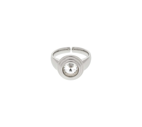 Anel Glam Níquel com Rivoli Cristal N° 21