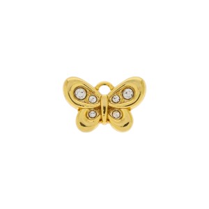 Pingente Borboleta Ouro com Strass 21mm