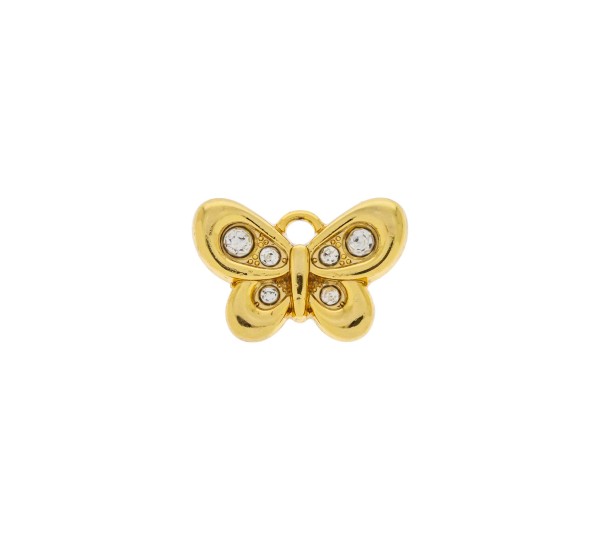 Pingente Borboleta Ouro com Strass 21mm