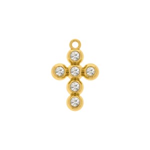 Pingente Cruz Ouro com Strass 32mm