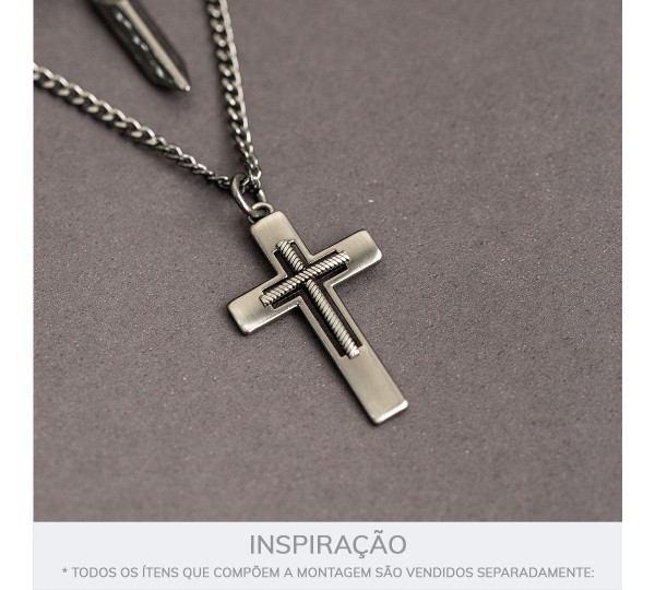 Pingente Crucifixo Grafite Escovado 46mm
