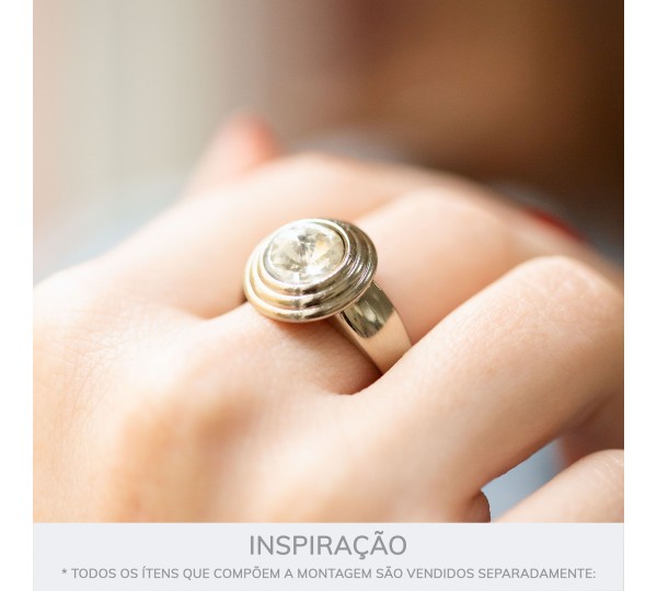 Anel Glam Níquel com Rivoli Cristal N° 21
