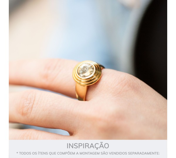 Anel Glam Ouro com Rivoli Cristal N° 21