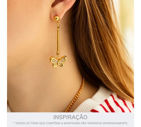 Pingente Borboleta Ouro com Strass 21mm