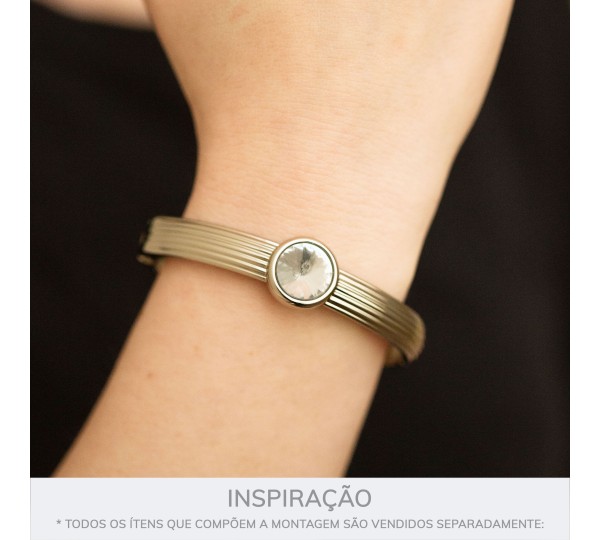 Pulseira Glam Níquel com Pedra Rivoli 68mm