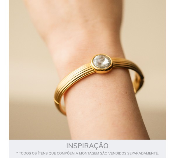 Pulseira Glam Ouro com Pedra Rivoli 68mm