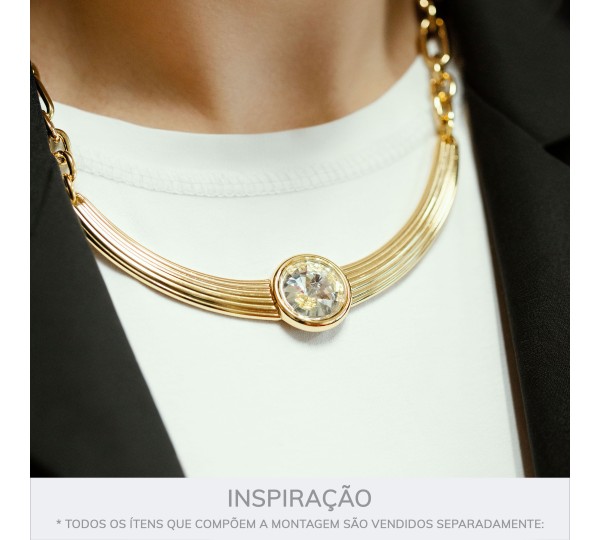 Base para Colar Glam Ouro com Strass 113mm