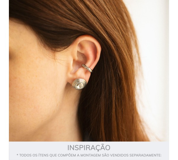 Brinco Glam Níquel com Rivoli Cristal 15mm