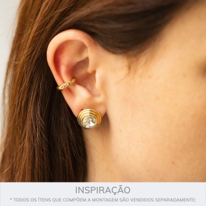 Brinco Glam Ouro com Rivoli Cristal 15mm