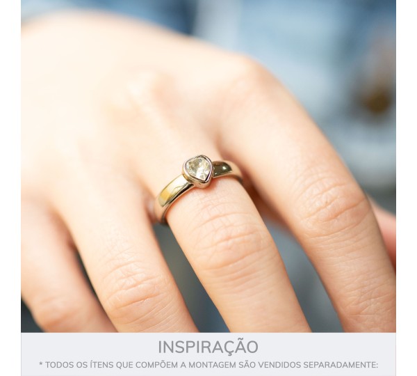 Anel Solitário Níquel com Strass de Coração N° 18