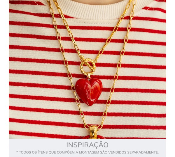 Pingente Coração Vermelho 32mm